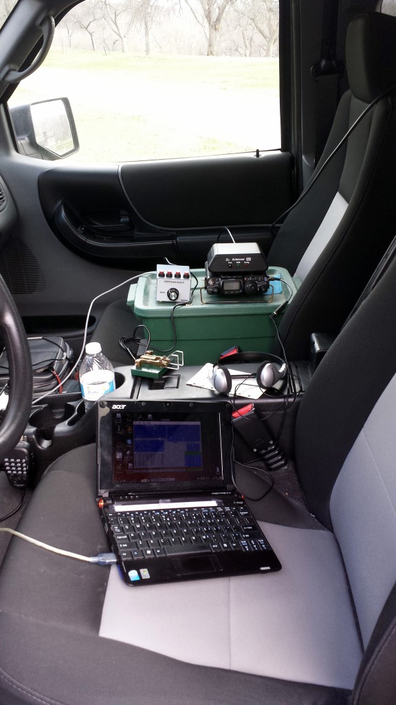 The somewhat cramped operating position in my truck.