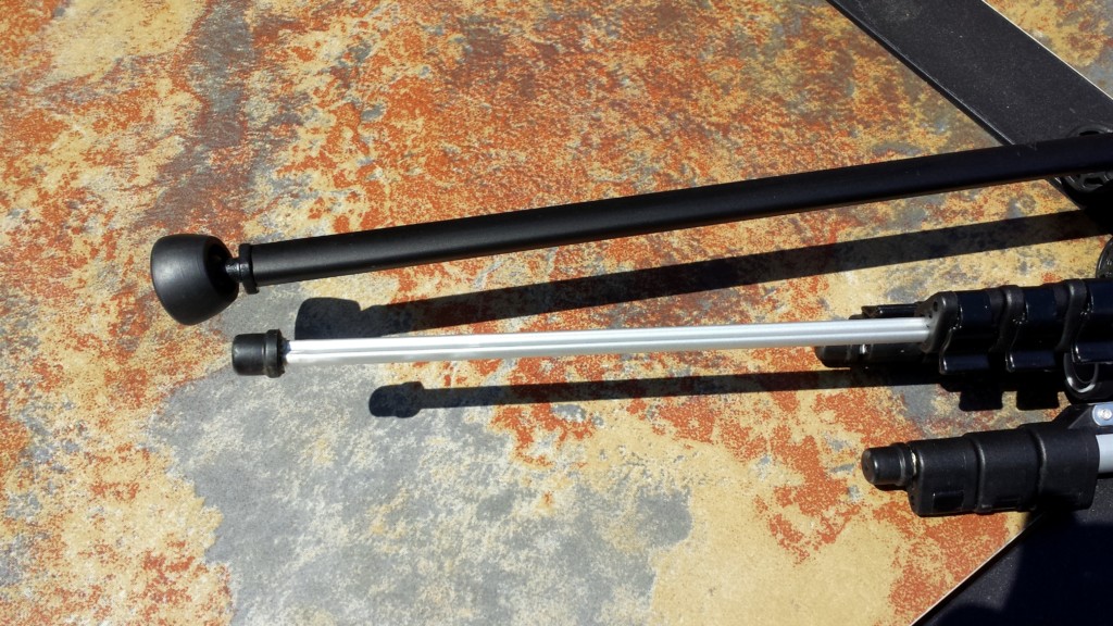 Comparing the diameter of the bottom leg sections of the UltraMaxx Model# UM-TR60BK tripod (top) and the Vivitar VPT-1250 (bottom).