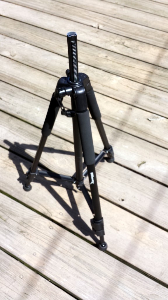 UltraMaxx Model# UM-TR60BK tripod. The camera mount and carrying handle have been removed.