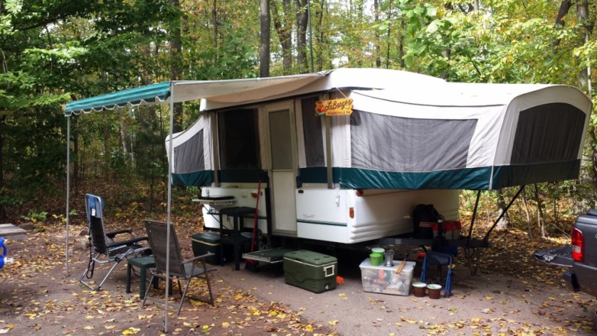 Our pop-up camper on its final camping trip (with us, at least).