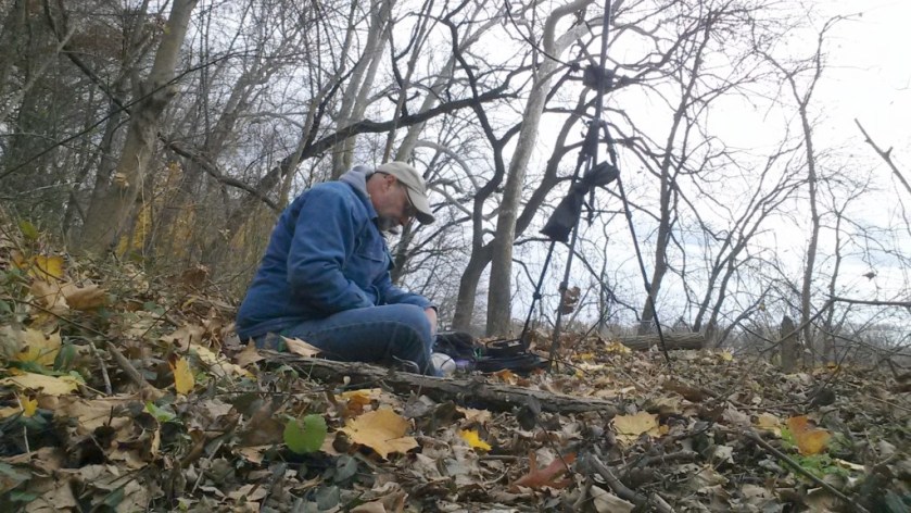 Operating on the banks of the Delaware River. I was sitting on a thick, foam pad; otherwise, I wouldn't have lasted too long!