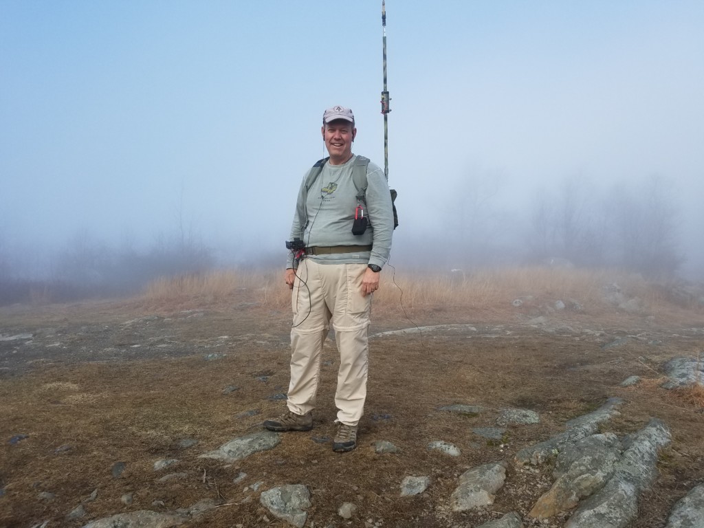Ed WA3WSJ operating pedestrian-mobile near the fire tower.