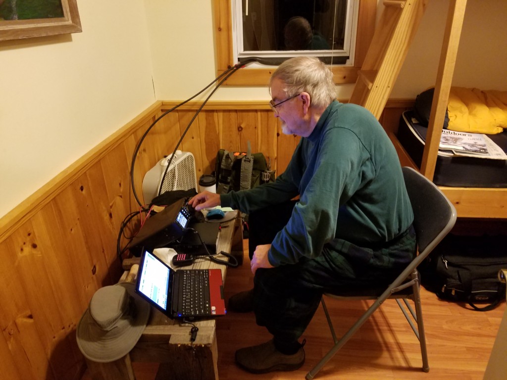 ED K3YTR working the VHF contest from the cabin.