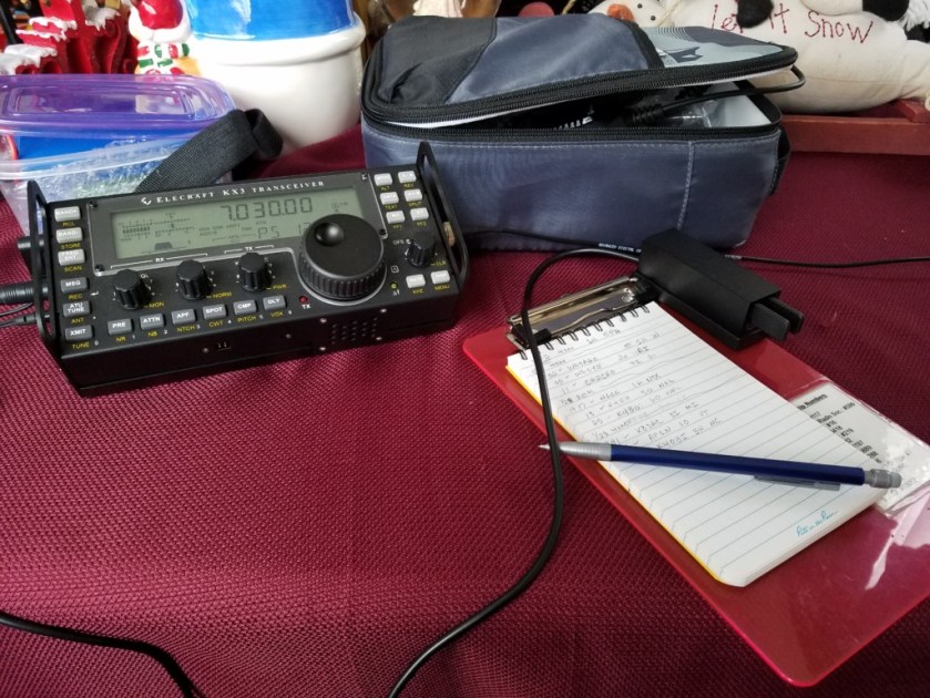 My temporary indoor station for Winter Field Day