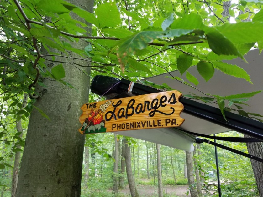 Our camp sign. A local artisan made this for us many years ago.