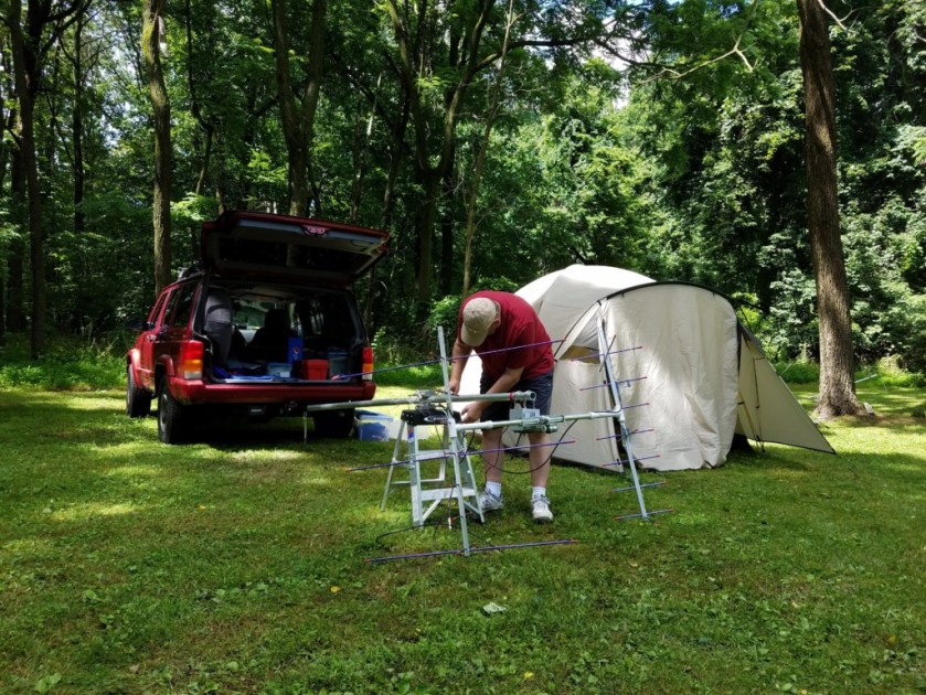 Glen NK1N setting up his antenna array for satellite communications.