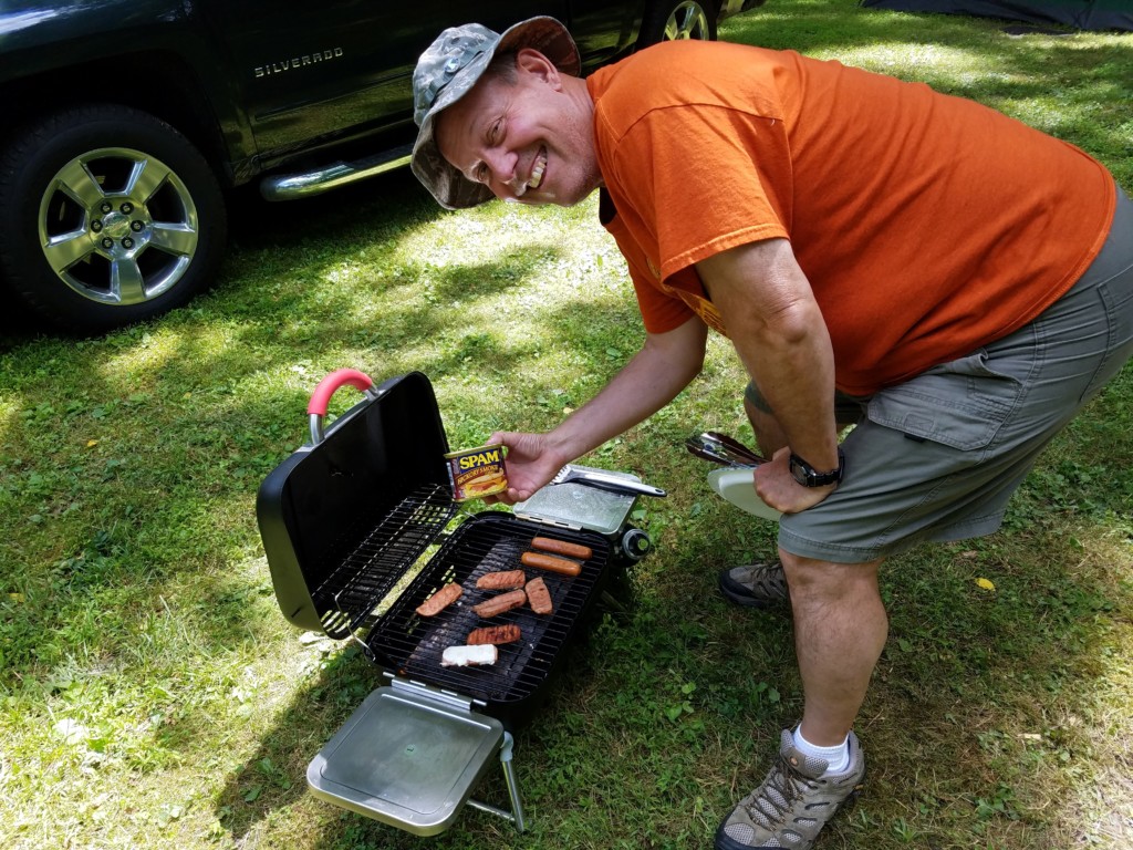 WA3WSJ grilling Spam for lunch on Sunday