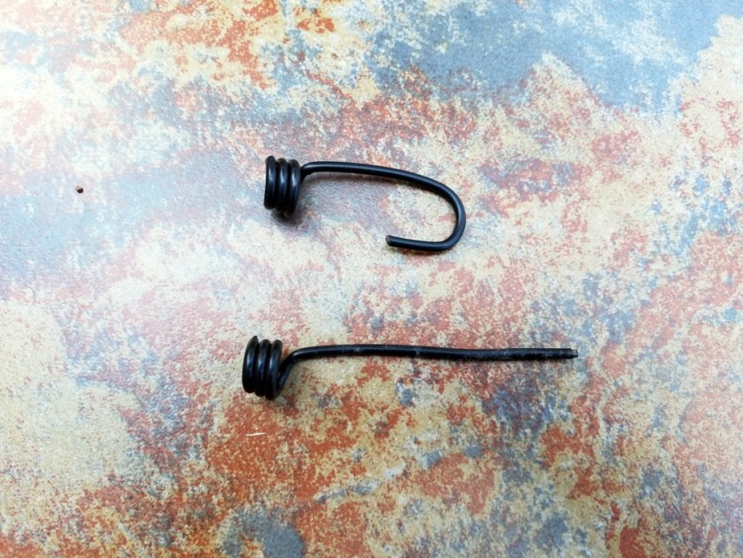 This is before (top) and after of the bungee hook I used for the locking pin.