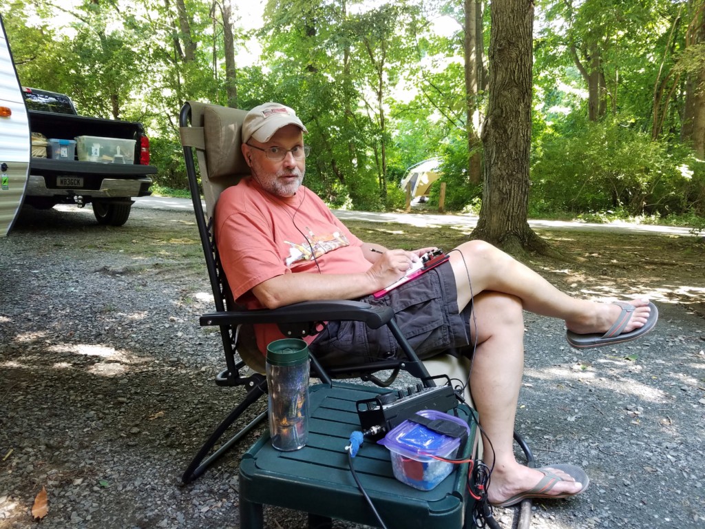WB3GCK hard at work operating from our campsite in Susquehanna State Park.