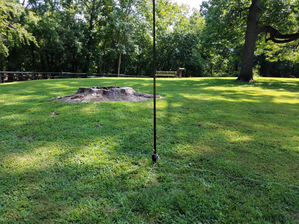 The vertical ground-mounted. The pole is light enough to be supported by a screwdriver shoved into the ground.