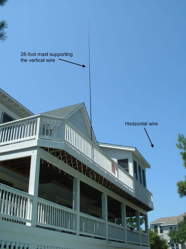 The "Up and Outer" antenna mounted on a 3rd-story deck in Corolla, North Carolina.