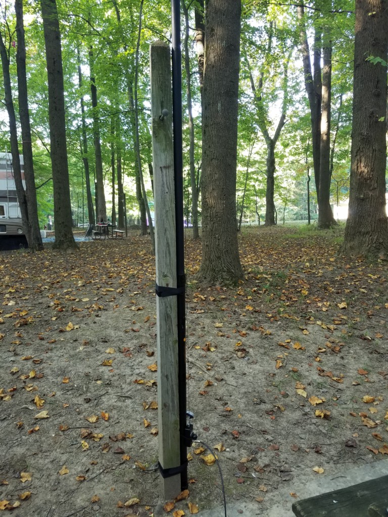 Some state parks provide lantern hanging posts that make great antenna supports. These are pretty common in Maryland state parks.