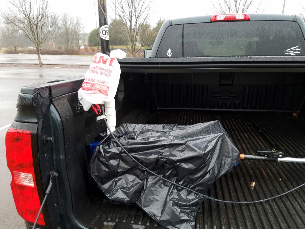 My vertical antenna wearing its raincoat