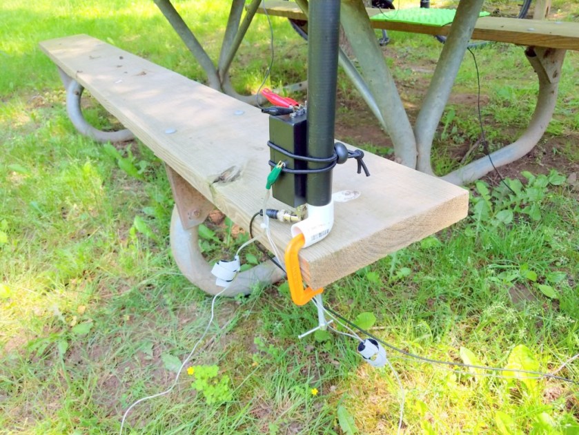 My antenna mount. This is a mount that I normally use with my AlexLoop. It's just a PVC elbow and about 4 inches of 1/2-inch PVC pipe.