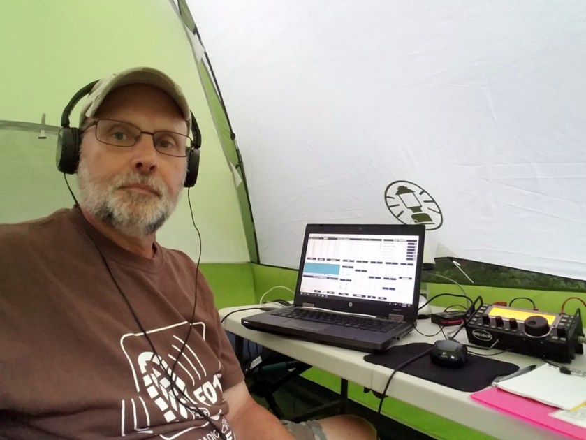 WB3GCK operating CW from my tent during W3BQC Field Day 2018