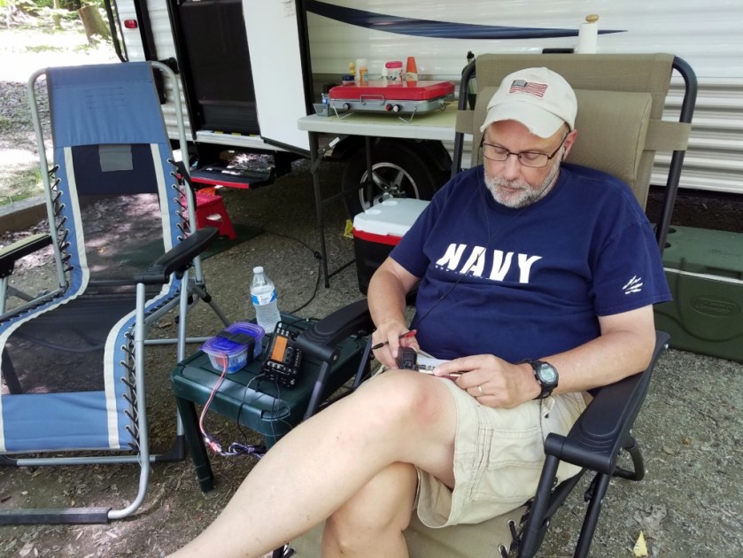 WB3GCK activating Elk Neck State Park from outside the camper.