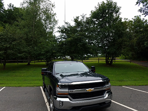 My "stationary-mobile" set-up. You can see the antenna that attracted both skeeters and a long-lost childhood friend.
