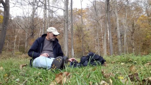 Operating along the Mason-Dixon Trail in White Clay Creek Preserve. The creek is behind me just beyond the trees.