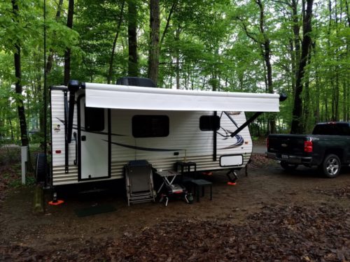 My new travel trailer on its maiden voyage to Codorus State Park in south-central Pennsylvania.