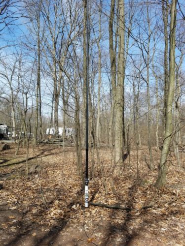 My vertical antenna out behind the trailer