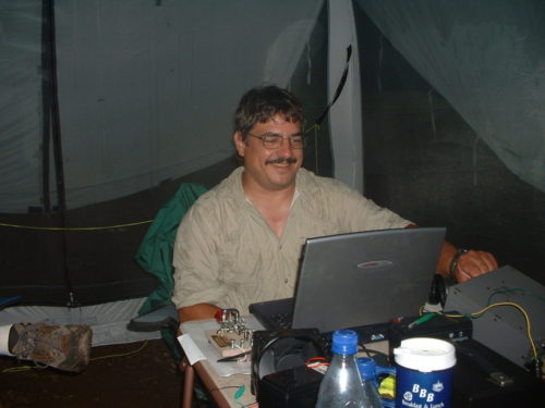 Ron WB3AAL operating CW at the EPA-QRP Field Day in 2006