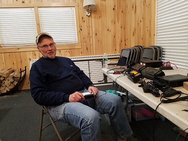 WB3GCK operating CW at the cabin