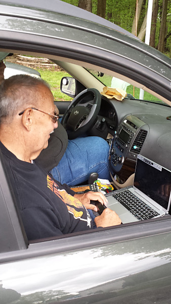 Joe Everhart N2CX during an NPOTA activation at Valley Forge National Historic Park. I took this picture during an "eyeball QSO" with Joe in April 2016.