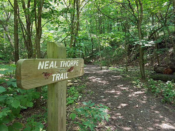 Entrance to the Neal Thorpe Trail near the Schuylkill Canal Lock 60