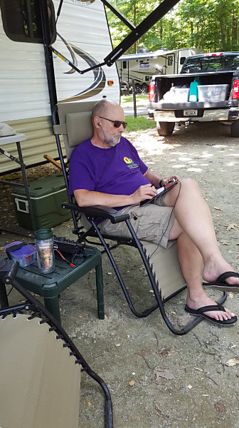 WB3GCK operating outside the camper at Elk Neck State Park in Maryland