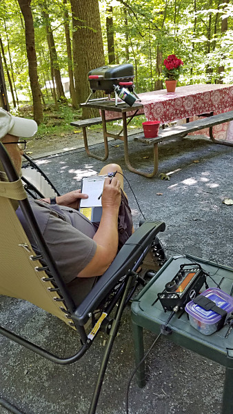 WB3GCK working hard (or hardly working) during the SKCC WES contest from Cunningham Falls State Park in Maryland