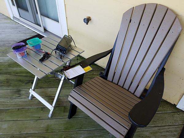 My outdoor shack for the week. The chair was particularly comfortable and the view of Currituck Sound was great.