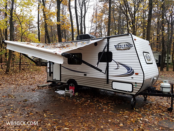 The WB3GCK "QRP Camper" as we were wrapping up our last camping trip of the year. We had the unpleasant task of packing up in a steady downpour.