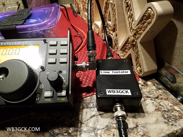 This is the hombrew common mode choke that I have been using with my 29.5-foot vertical and 9:1 unun.