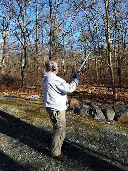 Glen NK1N making some satellite contacts outside the cabin
