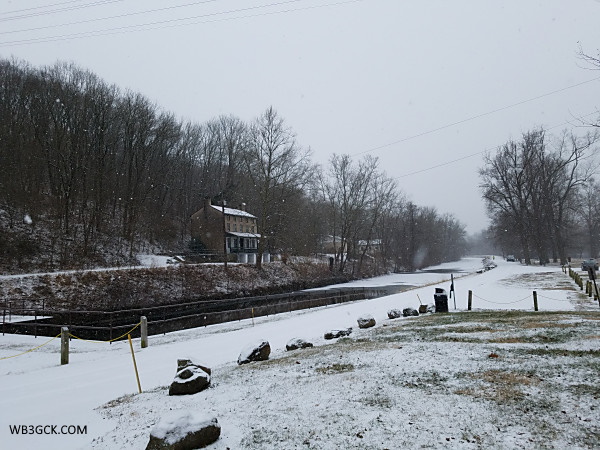 Schuylkill Canal Park in Mont Clare, Pennsylvania. The Locktender's House is on the left.