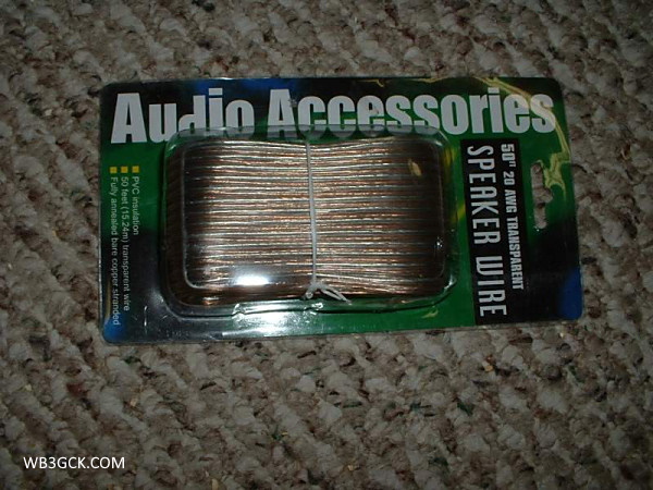 This is the 20 AWG speaker wire I used. Sadly, my local dollar store no longer carries it. I wish I had bought a ton of it while it was available.