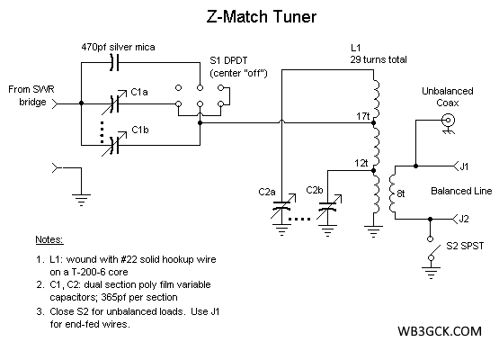 Z-Match Tuner Schematic