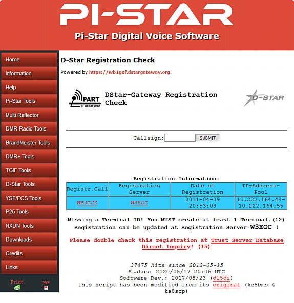 My faulty D-Star registration. This turned out to be the cause of my hotspot problem.