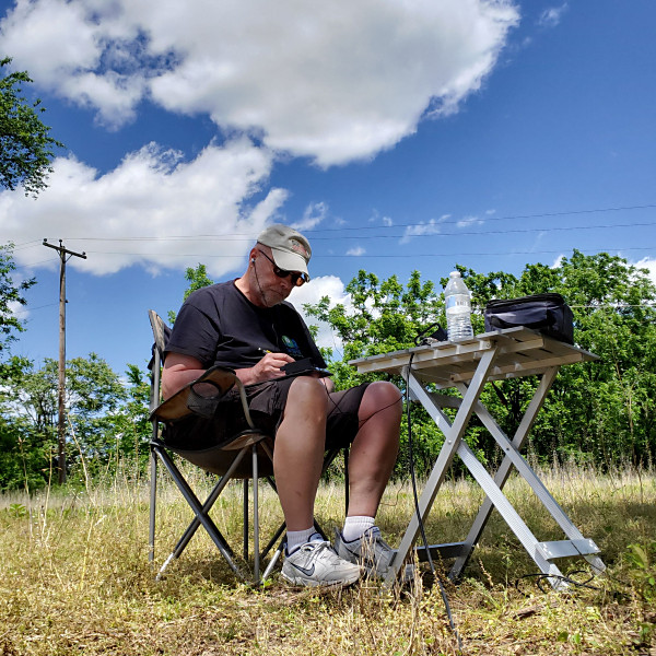 WB3GCK hard at work (or hardly working) in the Cookie Crumble QRP Contest.