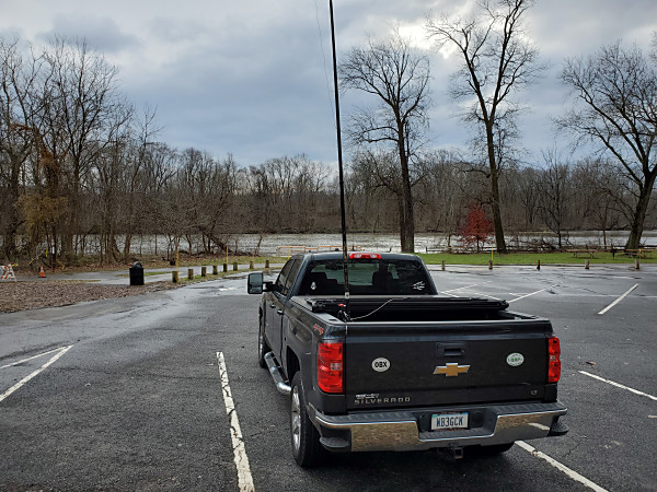 My operating location for the Polar Bear Moonlight Madness Event on a dreary afternoon. My truck was the only vehicle in the parking lot.