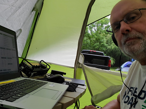 Yours truly, WB3GCK, operating CW from my tent