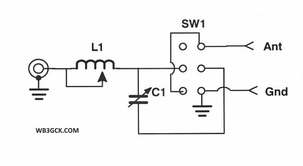 Schematic of the "Simple and Flexible Tuner for QRP."