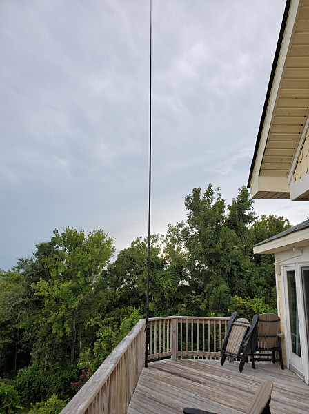 My antenna set up on the 3rd story deck of the house we rented for the week.