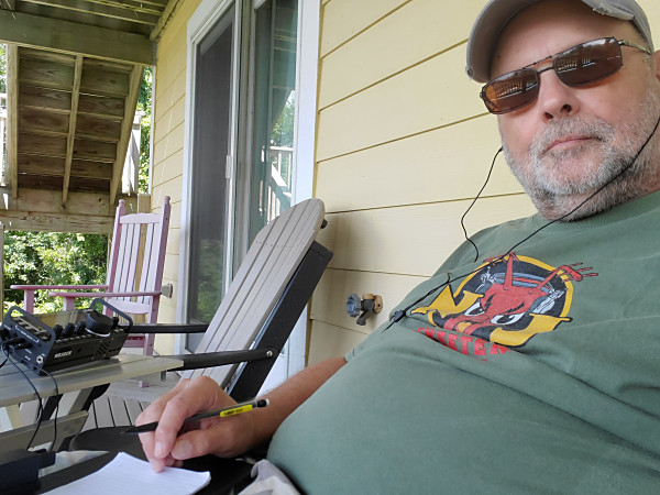 WB3GCK operating in the NJQRP Club's Skeeter Hunt contest from the Outer Banks of North Carolina. This was also my "shack" for the remainder of the week.