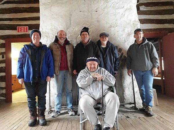 Boschveldt QRP Club members at the Wayside Lodge. L-R standing: KE3TI, NU3E, WB3GCK, K3YTR, KB3SBC. Seated: K3BVQ.
