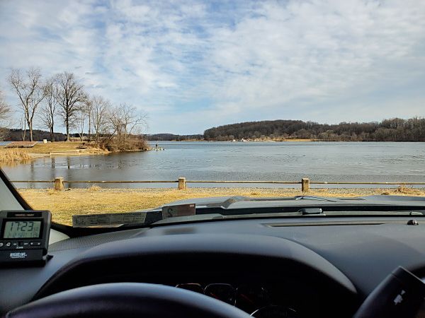 The view of the lake at Marsh Creek State Park from my "shack"