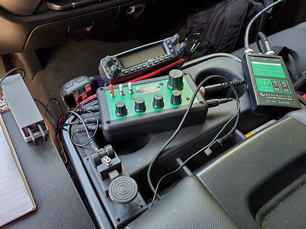 My TR-35 on its first POTA activation at Valley Forge National Historical Park. My Elecraft T1 tuner is on the right. It was nice to have paddles and a straight key connected simultaneously.
