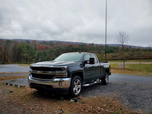WB3GCK all alone in the Trout Run trailhead parking lot at Swatara State Parks