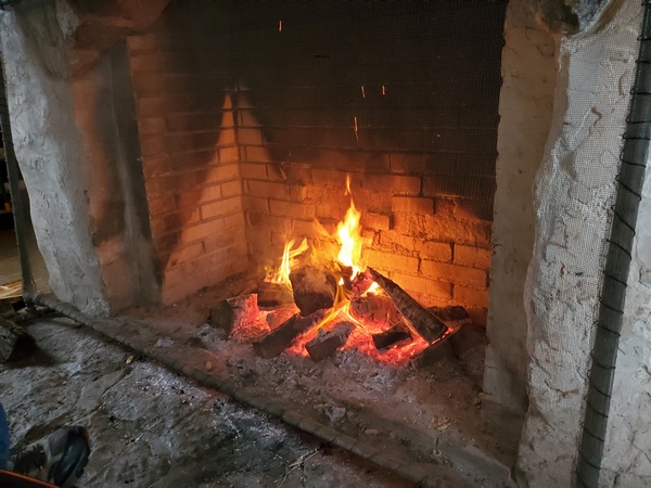 The fireplace in the "Great Room." This was the only source of heat in the main area of the Lodge.