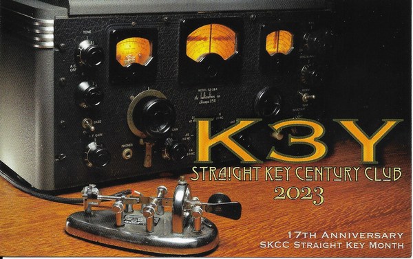 K3Y Straight Key Month QSL card for 2023